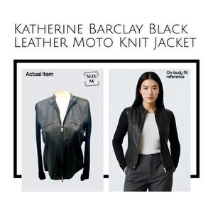 🔥Katherine Barclay Black Leather Moto Knit Jacket/Bundle & Save #sleek #sassy😉